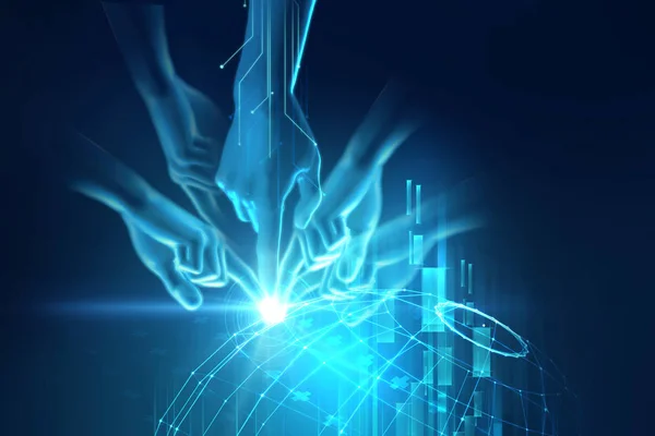 3d illustration of hand touch gesture on futuristic technology e — Stock Photo, Image