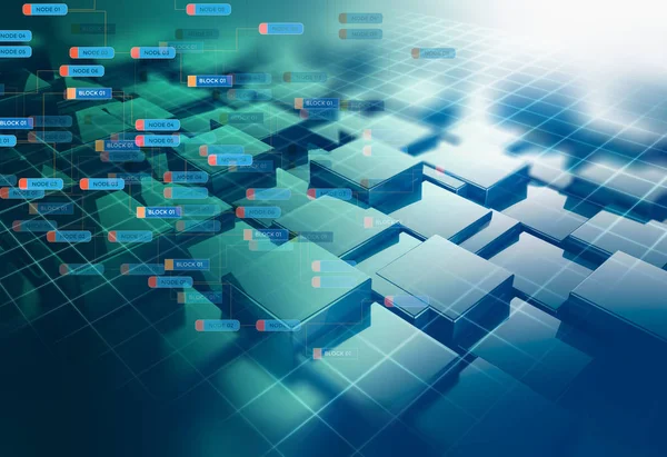 Blockchain-Netzwerk-Konzept auf technologischem Hintergrund — Stockfoto