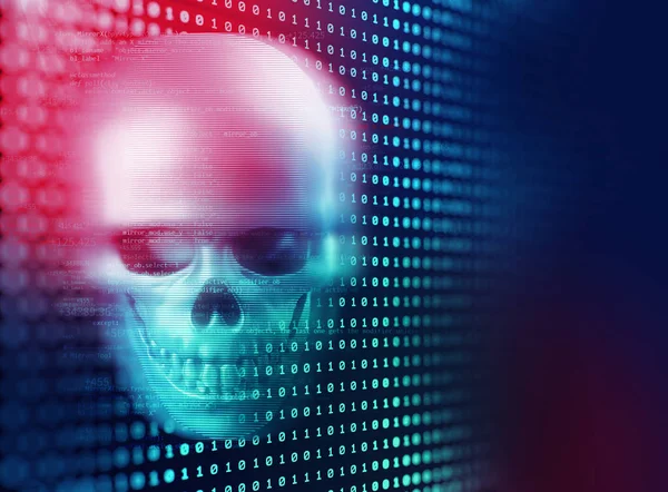 3d rendering of skull on technology background — Stock Photo, Image