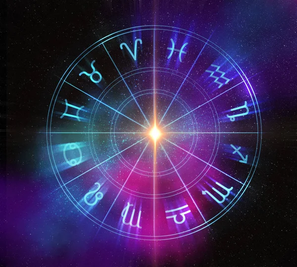 Astrologi och alkemi logga bakgrund illustration — Stockfoto