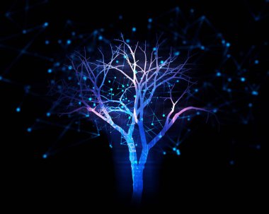 dijital teknoloji arka plan illüstrasyon ağaçta