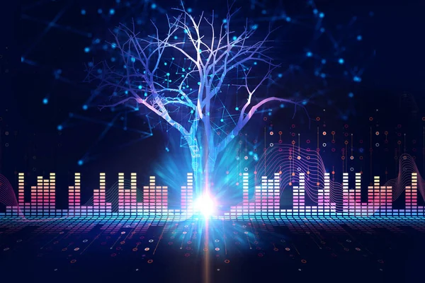 digital tree on technology background illustration