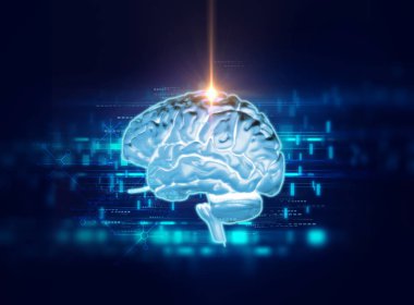 teknolojik altyapı insan beynine 3D render 