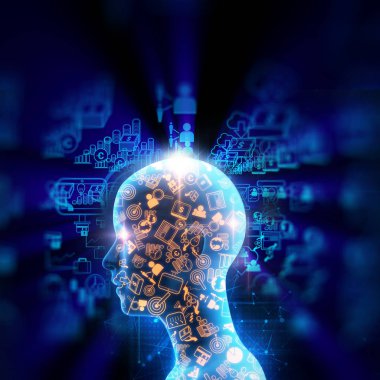 iş ve teknoloji öğrenme sanal insan 3dillustration