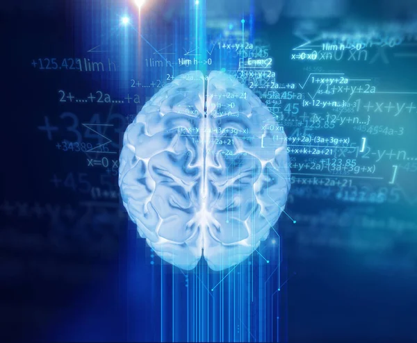 3d rendering of human  brain on technology background — Stock Photo, Image