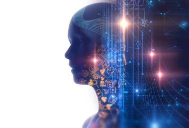 sanal insan 3dillustration çift pozlama görüntü 