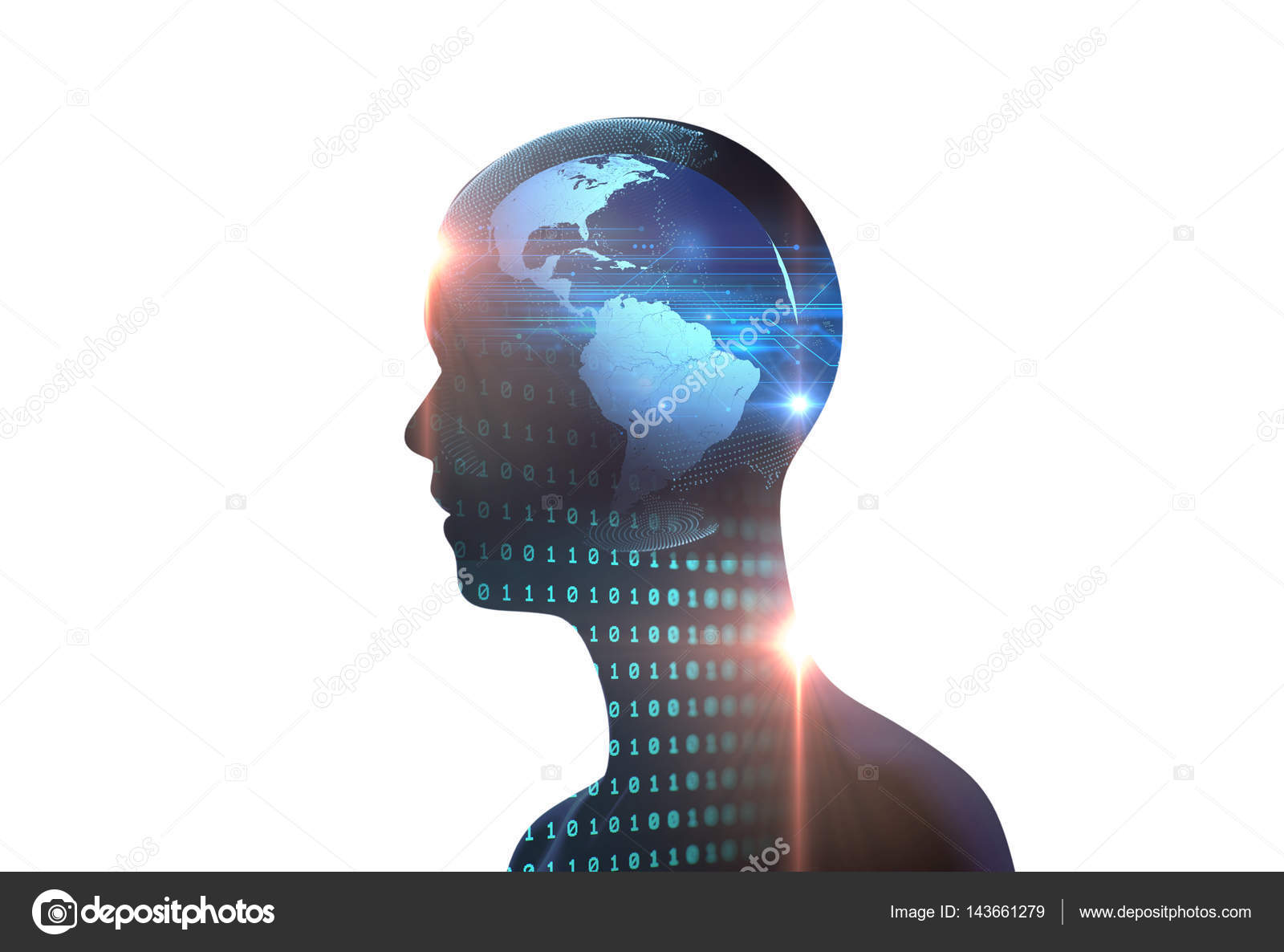 Silhouette Dhomme Virtuel Sur Le Digimonde Carte