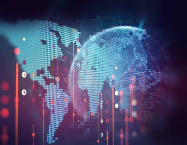 Büyük veri fütüristik görselleştirme soyut illüstrasyon