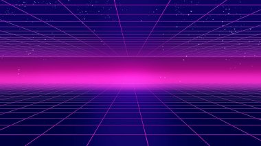 Retro futuristik arka plan 1980'lerin tarzı 3d çizim.