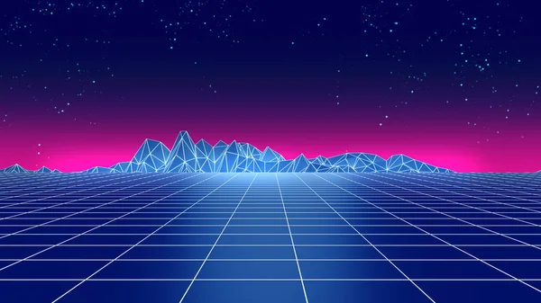 Retro futuristic background 1980s style 3d illustration. — Stock Photo, Image