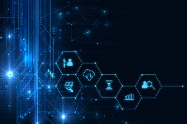fintech kutsal kişilerin resmi üstünde soyut mali teknolojik altyapı .