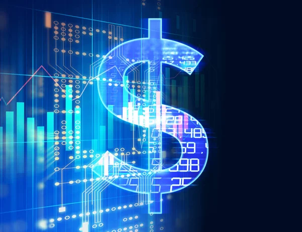 Dollarteken op abstracte financiële technologie achtergrond . — Stockfoto