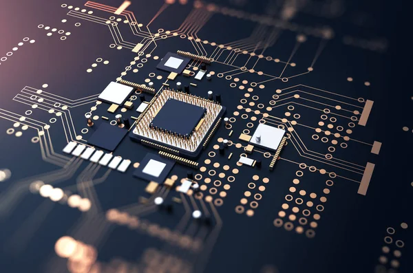 3d rendering  of futuristic blue circuit board — Stock Photo, Image