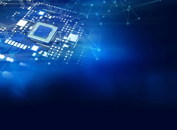 3d rendering  of futuristic blue circuit board — Stock Photo, Image