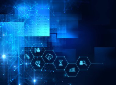 fintech kutsal kişilerin resmi üstünde soyut mali teknolojik altyapı .