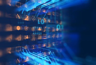 iş ve kutsal kişilerin resmi üstünde mavi teknoloji arka plan öğrenme