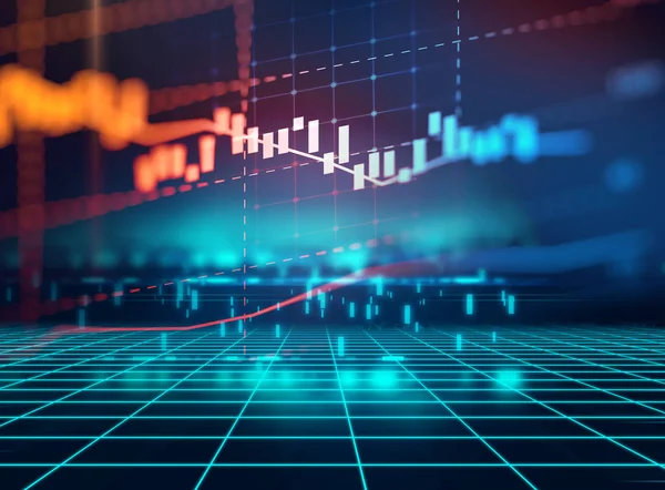 Tekniska finansiella diagram på teknik abstrakt bakgrund — Stockfoto