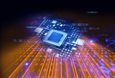 fütüristik mavi devre kartı 3D render 