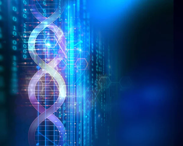 Molecole di DNA su sfondo di tecnologia astratta — Foto Stock