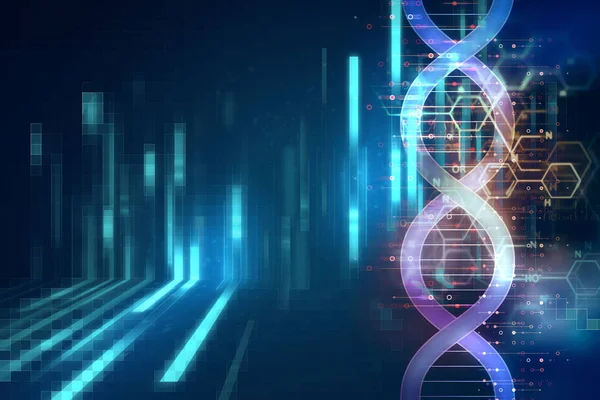 Molécules d'ADN sur fond de technologie abstraite — Photo