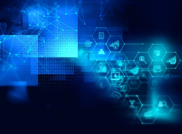 iş ve kutsal kişilerin resmi üstünde mavi teknoloji arka plan öğrenme