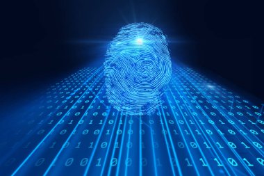 Parmak izi tarama mavi teknolojisi illüstrasyon