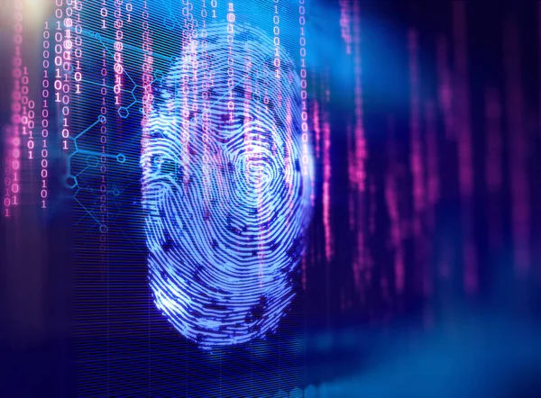 Fingerprint Scanning on blue technology  Illustration