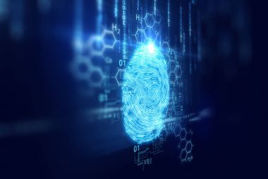 Parmak izi tarama mavi teknolojisi illüstrasyon
