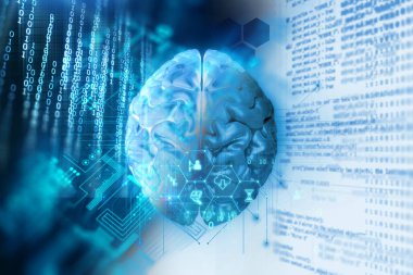 teknolojik altyapı insan beynine 3D render 