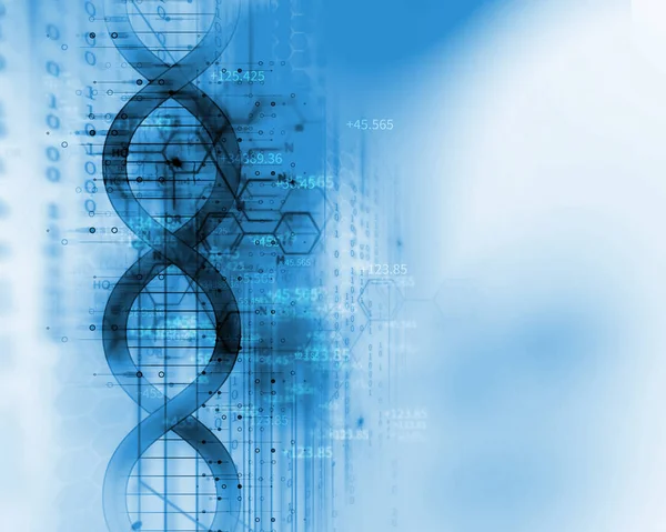 Dna-Moleküle auf abstraktem technologischen Hintergrund — Stockfoto