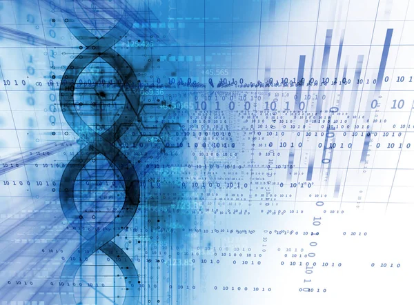 Molécules d'ADN sur fond de technologie abstraite — Photo