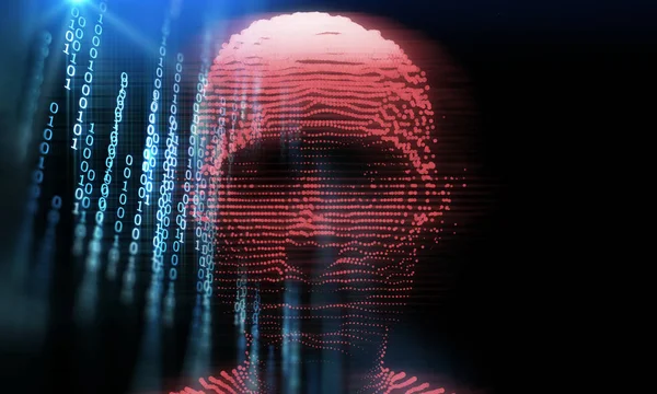 Синій цифровий кібер хакер 3d ілюстрація — стокове фото