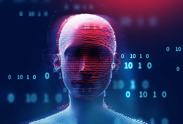 Blaue digitale Cyber-Hacker 3D-Illustration — Stockfoto