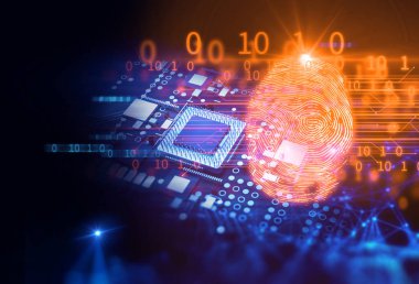 Parmak izi tarama mavi teknolojisi illüstrasyon