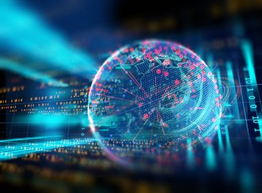 Dünya futuristik teknoloji arka plan illüstrasyon