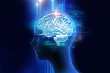 teknolojik altyapı insan beynine 3D render 