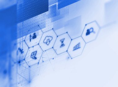 fintech kutsal kişilerin resmi üstünde soyut mali teknolojik altyapı .