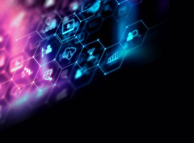 fintech kutsal kişilerin resmi üstünde soyut mali teknolojik altyapı .