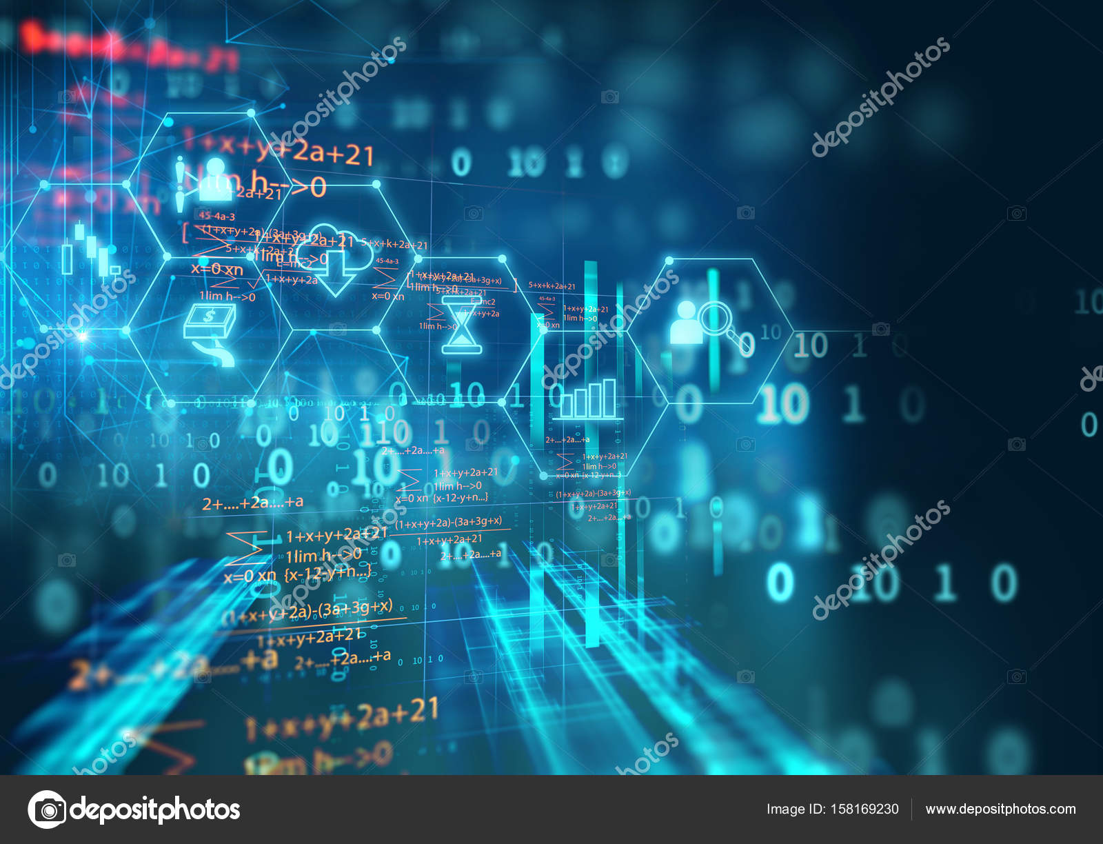 Fintech icon on abstract financial technology background — Stock