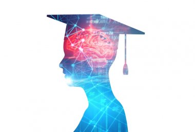 3D render sanal insan silueti teknoloji adam üzerinde