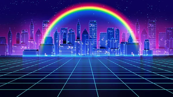 Retro futurista fundo 1980 estilo 3d ilustração . — Fotografia de Stock