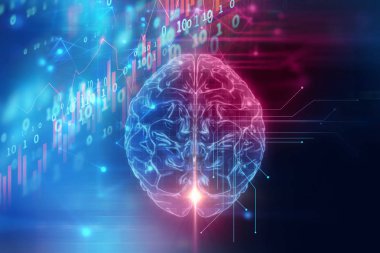 teknolojik altyapı insan beynine 3D render 