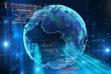 Dünya futuristik teknoloji 3D render 