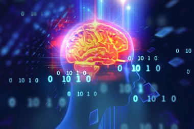 teknolojik altyapı insan beynine 3D render 