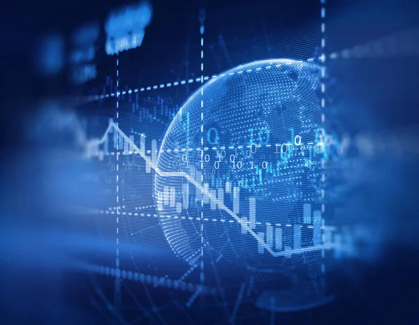 Grafik keuangan teknis di teknologi latar belakang abstrak — Stok Foto