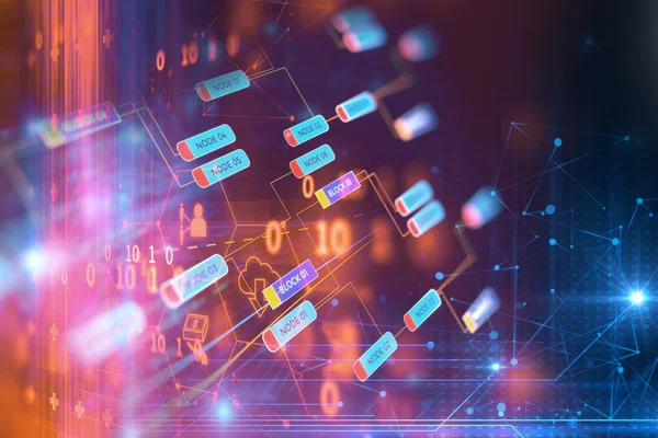 Blockchain-Netzwerk-Konzept auf technologischem Hintergrund — Stockfoto