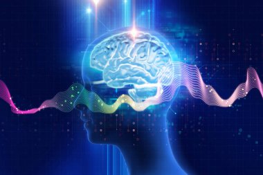 teknolojik altyapı insan beynine 3D render 