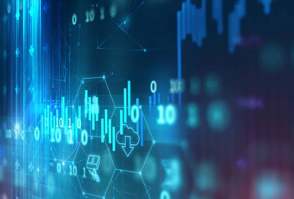 Gráfico financeiro técnico sobre tecnologia resumo fundo — Fotografia de Stock