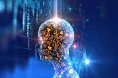 iş ve teknoloji öğrenme sanal insan 3dillustration