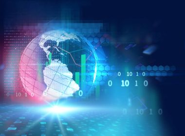 Dünya futuristik teknoloji arka plan illüstrasyon